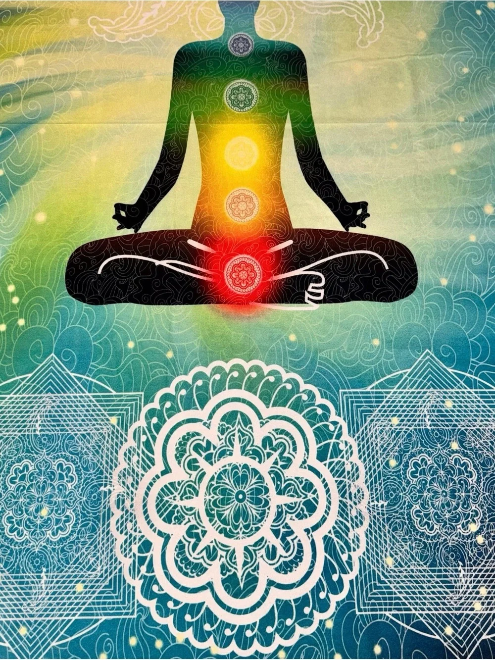 Unbranded Buddhism Tapestry Zen Yoga Prana Chakra Yoga New Age Flannel Fabric
